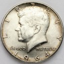 1/2 Dolara Half Dollar SREBRO 1964 Kennedy USA
