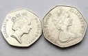 Lot 2 x 50 pensów pence Wielka Brytania 1969 1997