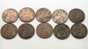 Lot 10 x 1 pens penny Wielka Brytania 1898-1964