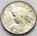 2 zł złote 1925 Kobieta i kłosy, żniwiarka, kropka