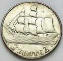 2 zł złote 1936 Żaglowiec Żaglówka Statek, stan 2