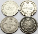 LOT Zestaw 4 x 15 kopiejek Rosja SREBRO