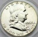 1/2 Dolara Half Dollar AG 1963 Benjamin Franklin