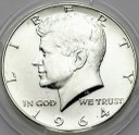 1/2 Dolara Half Dollar SREBRO 1964 Kennedy st.1-