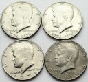 LOT Zestaw 4 x 1/2 dolara USA Kennedy