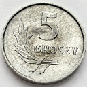 5 gr, pięć groszy 1965, stan 1-