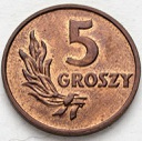 5 gr, pięć groszy 1949 Brąz, stan 1-