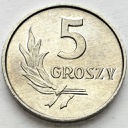 5 gr, pięć groszy 1961, stan 1-/1