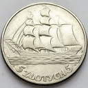 5 zł złotych Żaglowiec, Żaglówka 1936, stan 2
