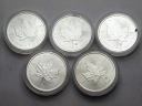 LOT 5 x 1 dolar 2014 Liść klonowy 5 x 1 oz AG 999