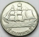 5 zł złotych Żaglowiec Żaglówka Statek 1936 st.3