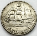 5 zł złotych Żaglowiec, Żaglówka 1936, stan 3