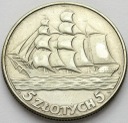 5 zł złotych Żaglowiec, Żaglówka 1936, stan ok. 3