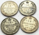 LOT 4 x 15 kopiejek Rosja, INWESTYCJA SREBRO