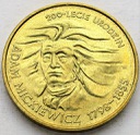 2 zł, złote 1998 Adam Mickiewicz, stan 1-