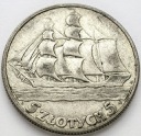 5 zł złotych Żaglowiec Żaglówka Statek 1936 stan 3