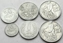 50 gr 1968, 1 zł 1957, 2 zł 1959, 5 zł 1958 1971
