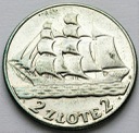 2 zł złote 1936 Żaglowiec Żaglówka Statek stan 3