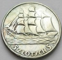 5 zł złotych Żaglowiec Żaglówka Statek 1936 stan 3