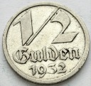 WMG, Wolne Miasto Gdańsk 1/2 gulden 1932, stan 2-