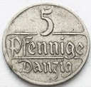 WMG, Wolne Miasto Gdańsk 5 fenigów 1923, stan 3