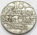 WMG, Wolne Miasto Gdańsk 10 fenigów 1923, stan 3+
