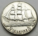 2 zł złote 1936 Żaglowiec Żaglówka Statek, stan 2