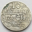 WMG, Wolne Miasto Gdańsk, 10 fenigów 1923, stan 2-