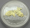 Australia 1 dolar 2008 Rok Myszy POZŁACANA stan L