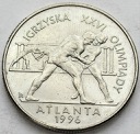 2 zł, złote 1995, Atlanta Zapasy, stan 1-