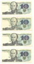 1982 LOT 4 x 10 zł złotych, Bem, seria A, M, S, H