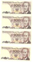 1986 LOT 4 x 100 zł złotych, seria SN, TM, TA, RN