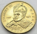 2 zł, złote 1998 Zygmunt III Waza, stan 1-