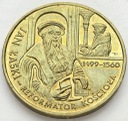 2 zł, złote 1999 Jan Łaski Reformator, stan 1-