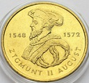 2 zł, złote 1996 Zygmunt II August, stan 1-