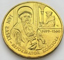 2 zł, złote 1999 Jan Łaski Reformator, stan 1-
