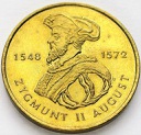 2 zł, złote 1996 Zygmunt II August, stan 1-