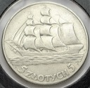 5 zł złotych 1936 Żaglowiec Żaglówka Statek st.2-