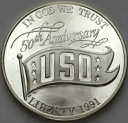 1 Dolar One Dollar SREBRO 1991 50-lecie USO