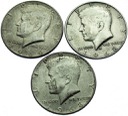 LOT 3 x 1/2 dolara half dollar Kennedy