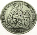 Peru Un Sol 1874
