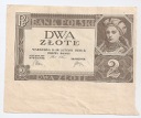 1936 2 zł złote bez poddruku, serii i numeracji