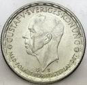 Szwecja, 2 Korony Kronor 1946, Gustaf V, SREBRO