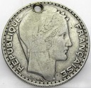 Francja 20 Franków 1933 z dziurą