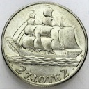 2 zł złote 1936 Żaglowiec Żaglówka Statek
