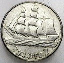 2 zł złote 1936 Żaglowiec Żaglówka Statek ŁADNA