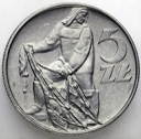 5 zł, pięć złotych z Rybakiem 1974 Rybak