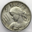 1 zł złoty 1925 Kobieta i kłosy, żniwiarka, kropka