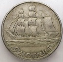 5 zł złotych 1936 Żaglowiec Żaglówka Statek