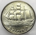 2 zł złote 1936 Żaglowiec Statek PIĘKNA